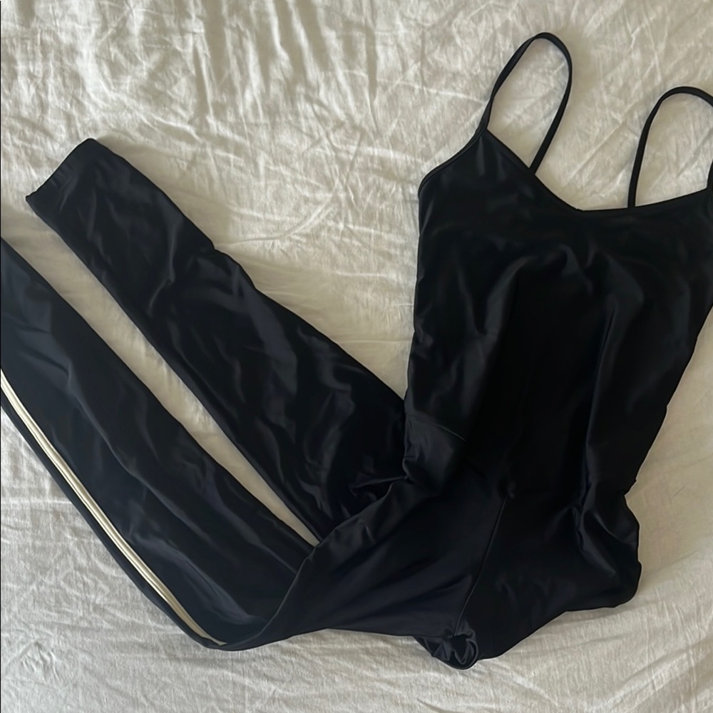 Acacia Swimwear Black and Gray Striped Top